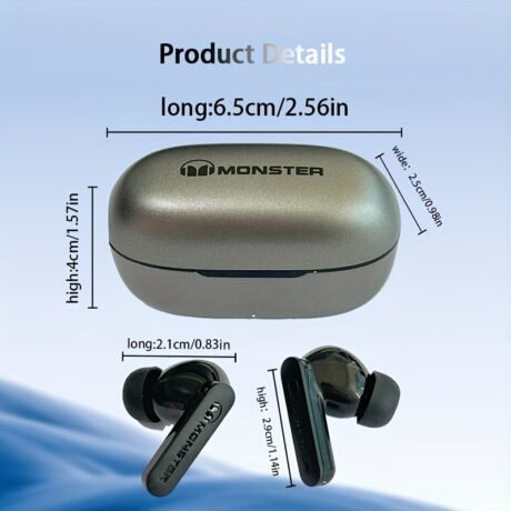 Monster Wireless Earbuds - True Wireless Earphones With USB-C Fast Charging Case, Built-In Mic For Clear Calls, In-Ear Design, Ideal For Active Lifestyles