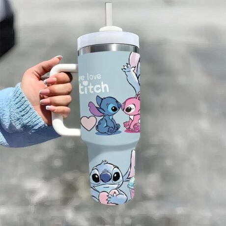 Disney Stitch 40oz Insulated Tumbler with Lid & Straw - Leakproof, Stainless Steel Car Mug for Outdoor Sports & Parties - Perfect for Christmas & Halloween