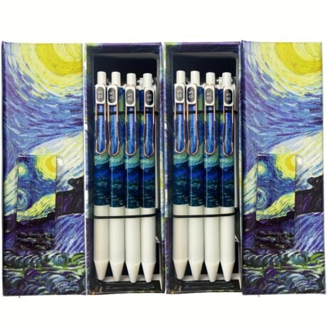 Starry Night Pens Office Supplies Van Gogh Pens Gifts Black 0.5mm Pens Fine Point Smooth Writing Pens High-End Series Retractable Pens For Journaling School Supplies