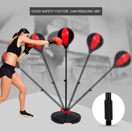 Boxing Punching Ball Set, Adjustable Height Punching Ball Bag Speed Boxing Sports Set Fighting Game With Gloves Strong Spring Withstands Tough Hits For Stress Relief