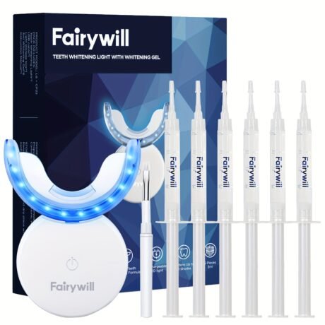 Fairywill Teeth Whitening Kit LED Light Teeth Whitening Light With 6 Carbamide Peroxide Teeth Whitening Gel For Sensitive Teeth As Gift