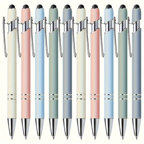 50-Pack Metal Retractable Ballpoint Pens With Touchscreen Stylus Tips - Medium Point, Smooth Writing, Anti-Slip Grip, Compatible With Various Devices - Ideal For Everyday Use, Ages 14+