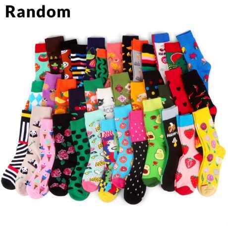 40 Pairs Of Random Women's Socks Colorful Fashion Pattern Novelty Crazy Combed Cotton Socks (United States Sizes 5-9)